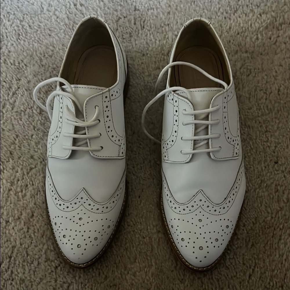 ASOS White Flats with Classic Wingtip Design